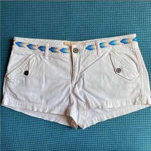 Hollister White Shorts with Blue and Yellow Accents